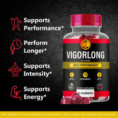 LIVORKA Vigorlong Gummies packaging front highlights premium natural formula for men's wellness.