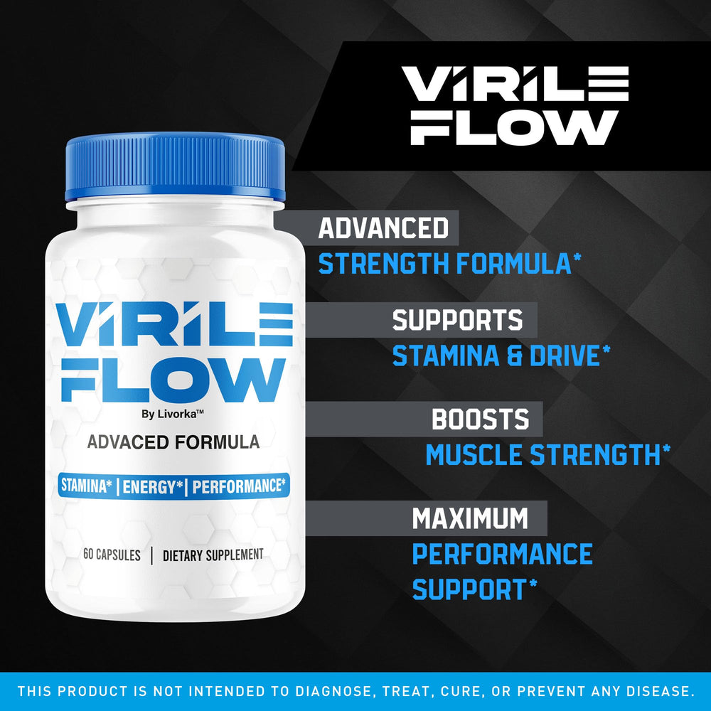 LIVORKA Virile Flow capsules close-up showing easy-to-swallow form