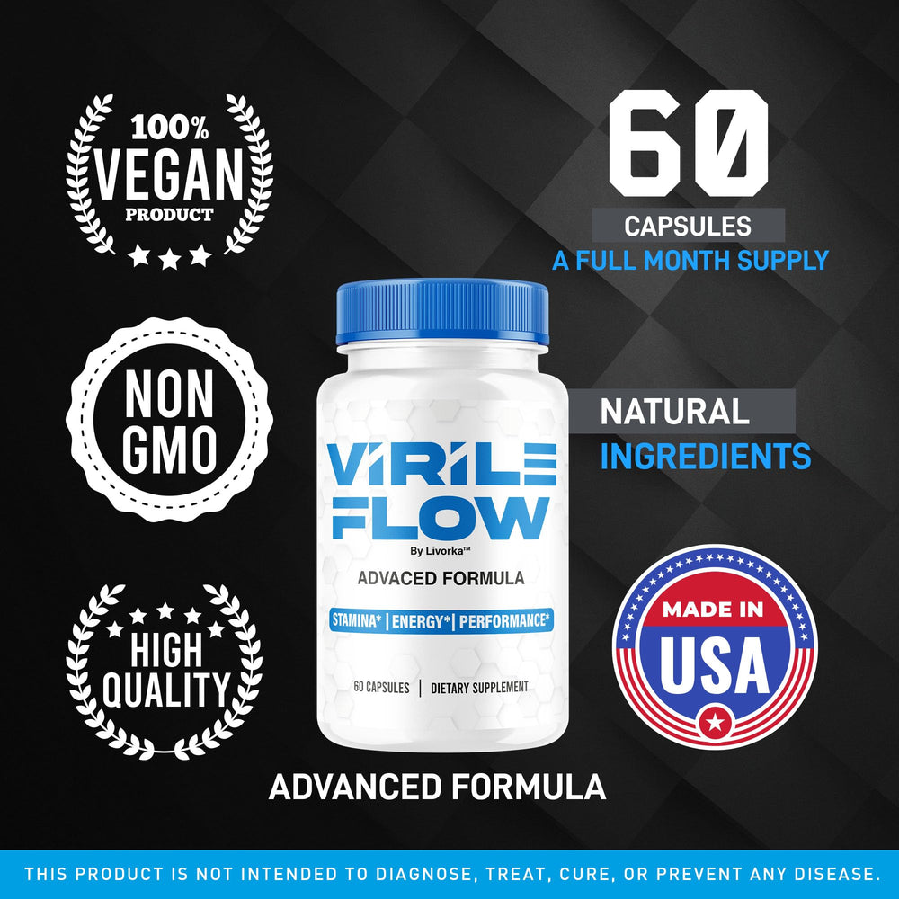 LIVORKA Virile Flow bottle on a shelf for routine use.