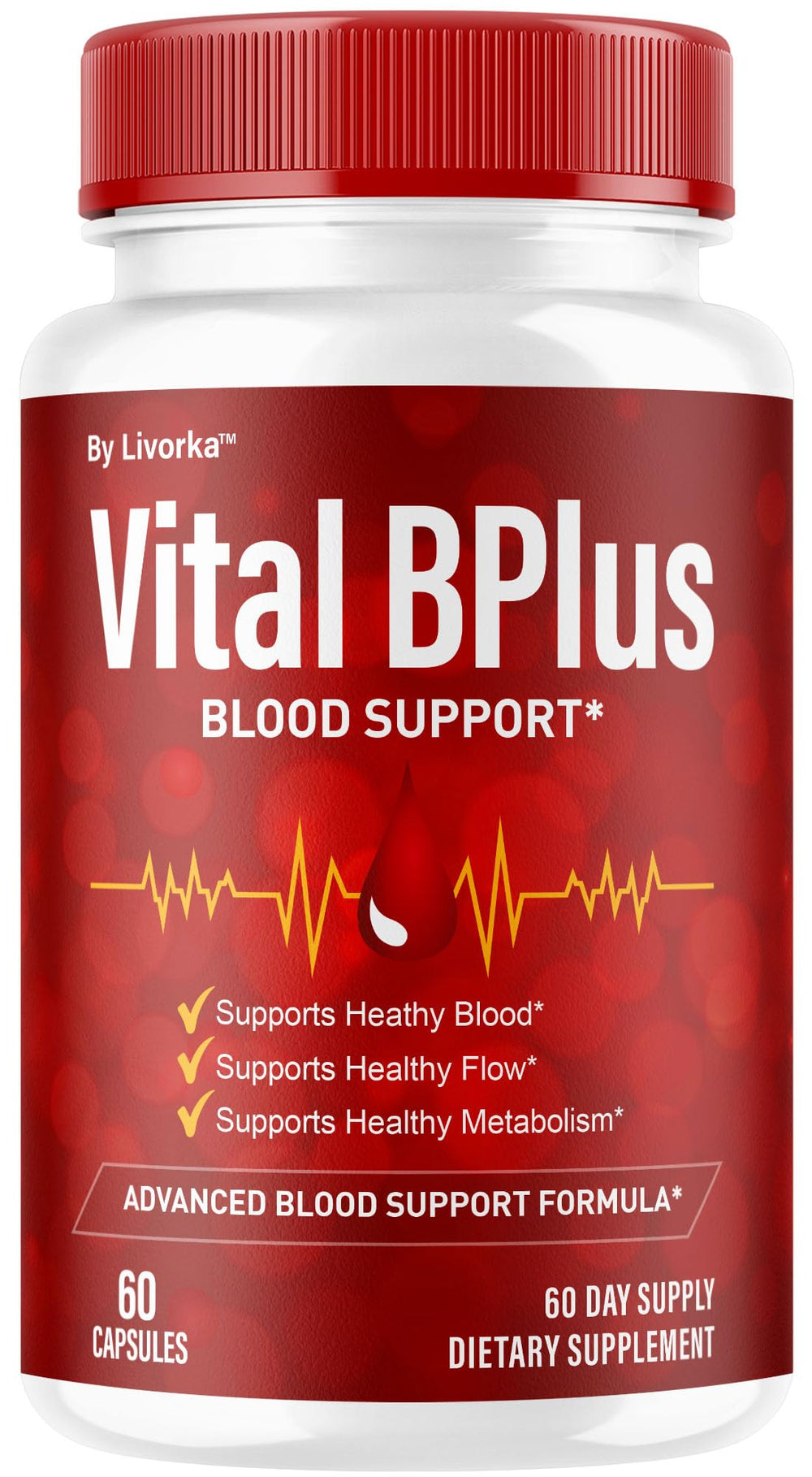 LIVORKA Vital BPlus bottle front for daily wellness on the go.