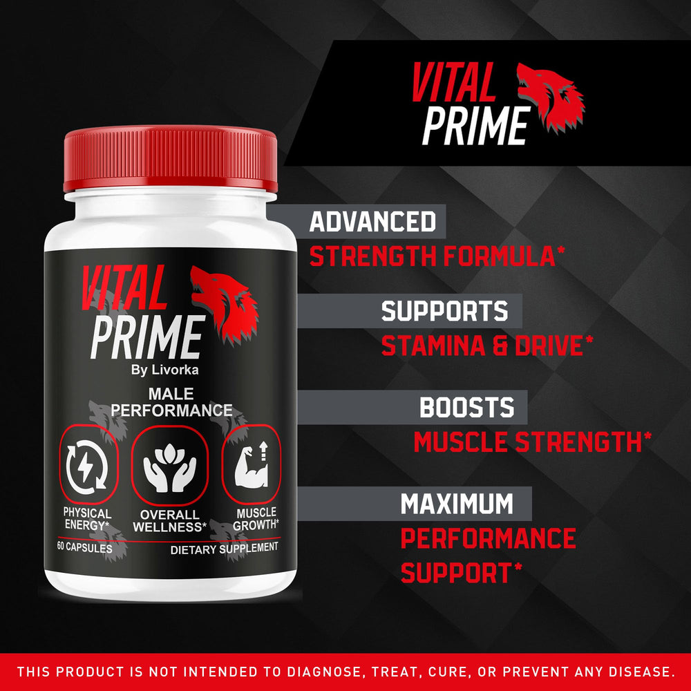 LIVORKA Vital Prime capsules closeup showing easy-to-swallow daily supplement.