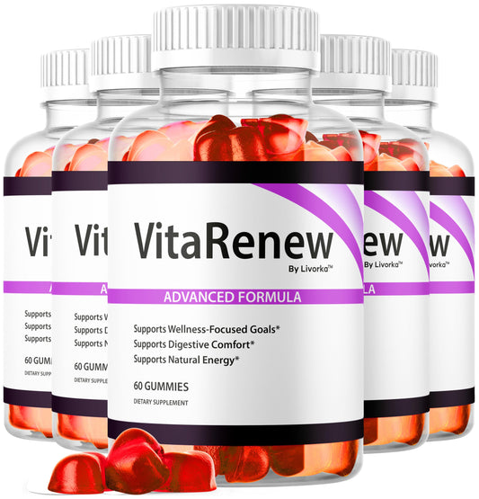 LIVORKA VitaRenew Gummies packaging front shows the all-natural wellness formula
