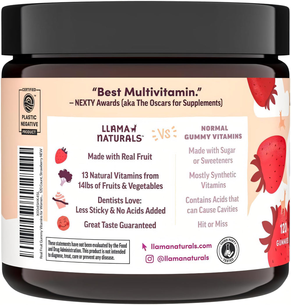 Llama Naturals dentist-friendly gummies emphasize low stickiness and enamel-friendly formula.