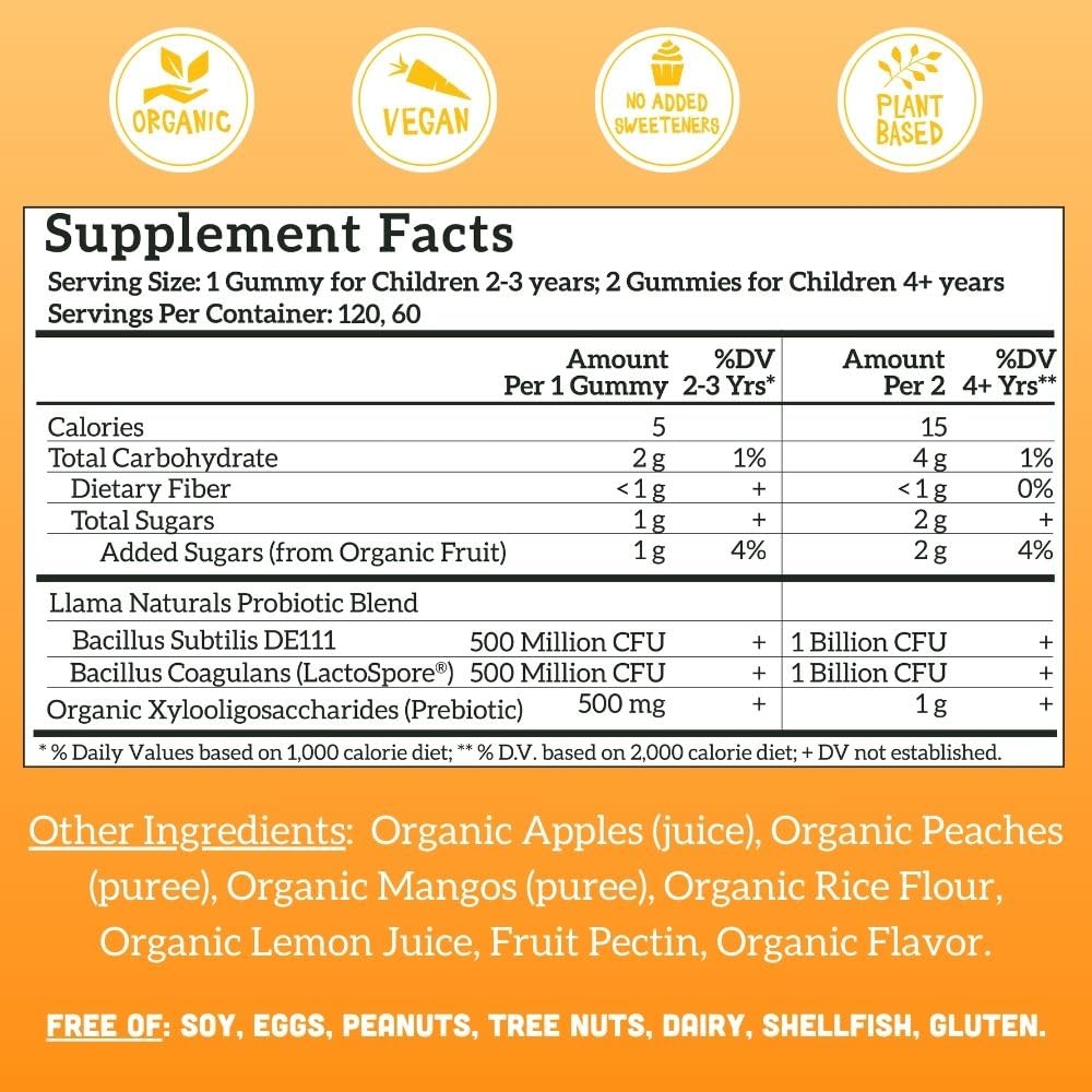 Label shows 2B CFU probiotics for toddler gut balance.