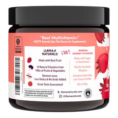 Llama Naturals no-added-sugar formula, strawberry-flavored gummies.