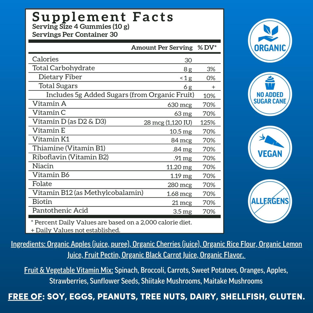 Real fruit ingredients from organic sources for natural nutrient intake
