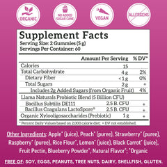 Llama Naturals probiotic gummies daily use for digestive comfort.