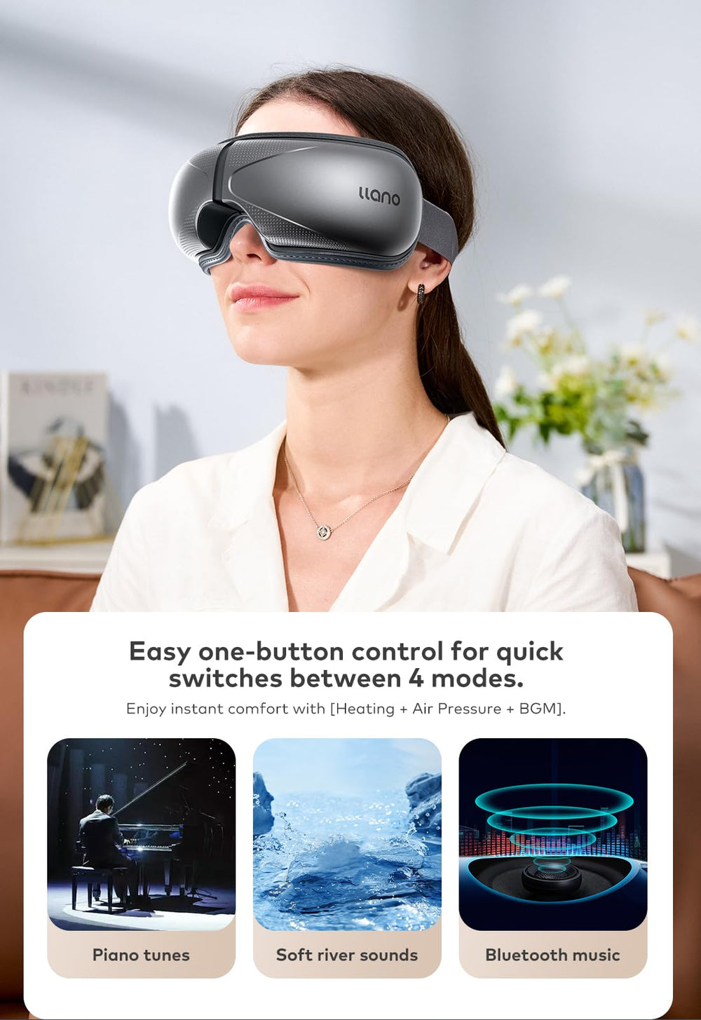 Foldable Llano eye mask design ideal for travel.