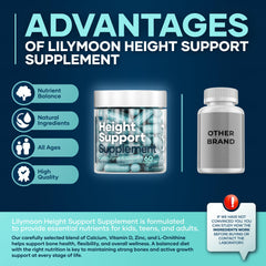 LM Lilynutramoon height capsules beside a dosing spoon for easy use