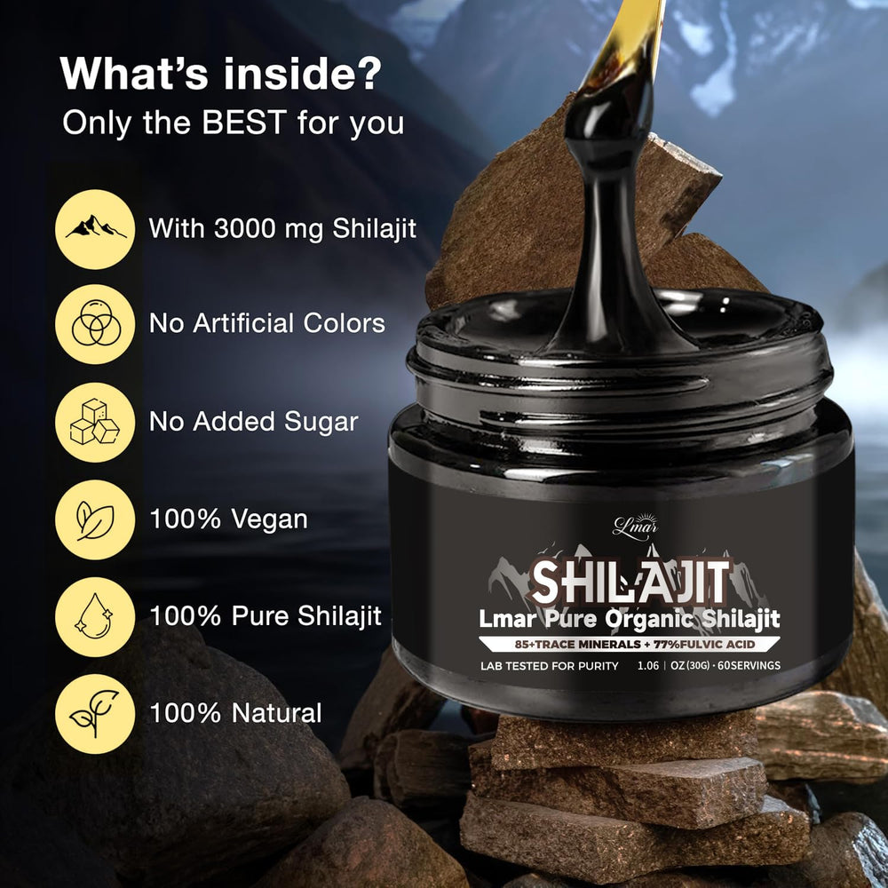 Lmar Shilajit Resin stirred into tea for a soothing ritual and vitality potential