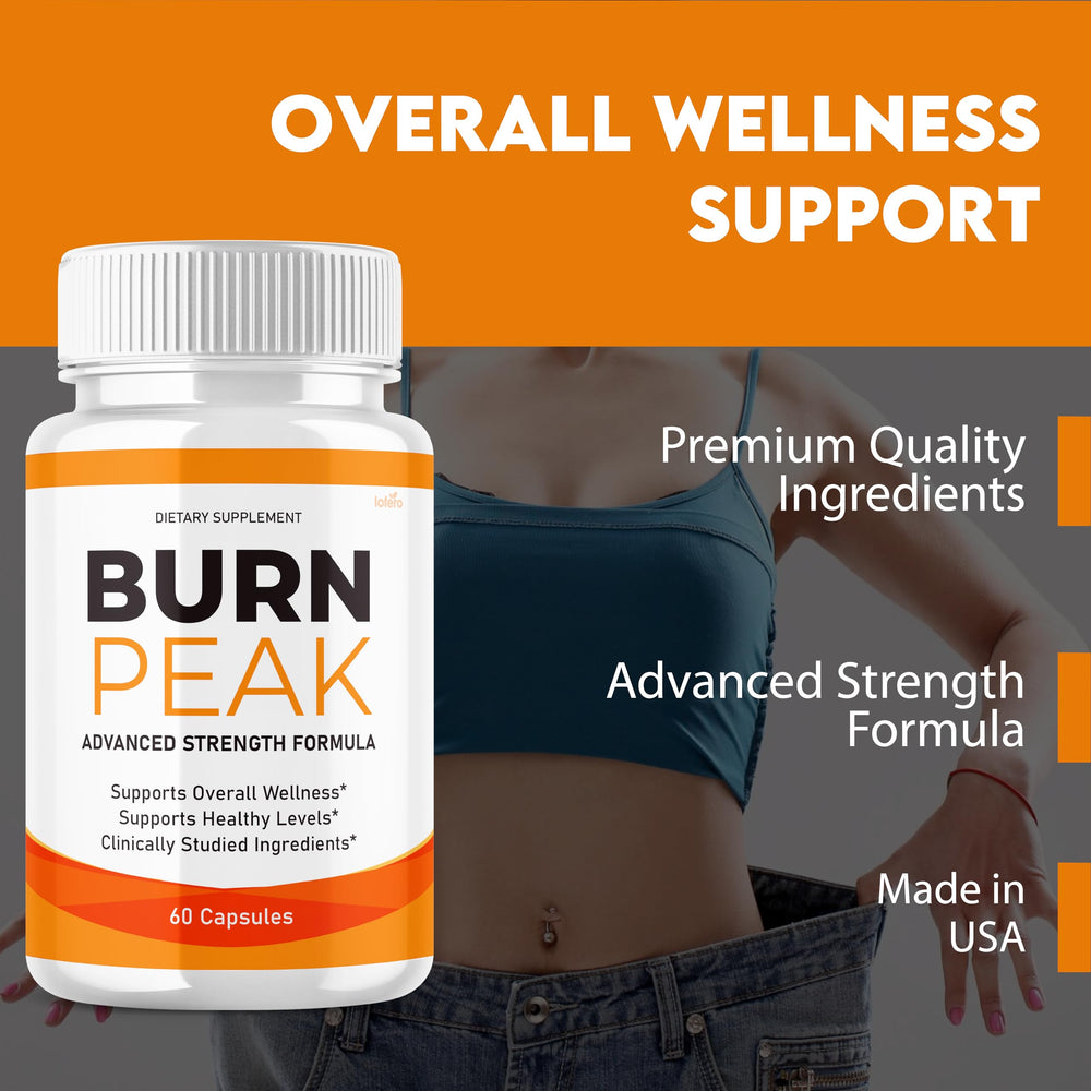 Lofero Burn Peak capsules bottle back label, advanced supplement details.