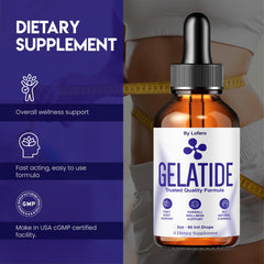 Lofero Gelatide Drops dropper releasing a precise dose for easy daily use.