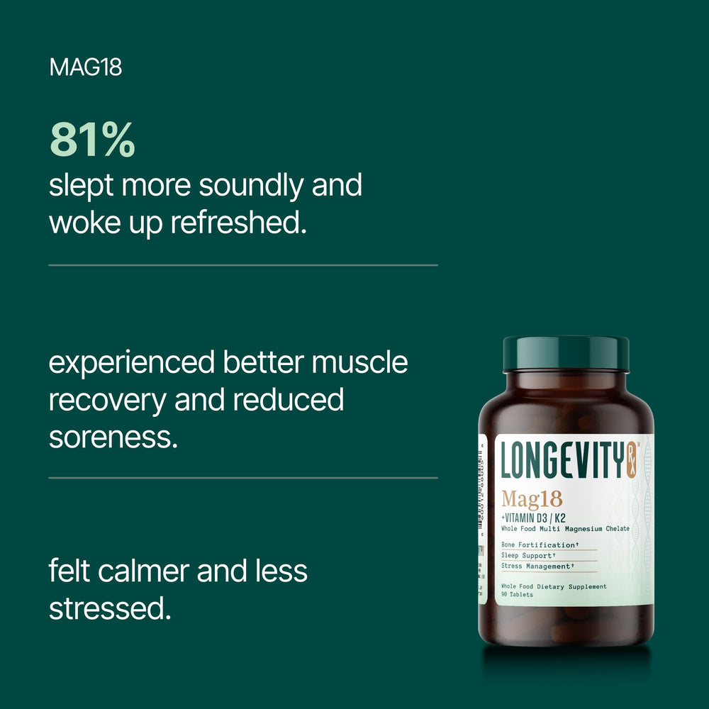 Longevity Rx Mag18 carrying user with light weights conveys muscle and focus benefits.