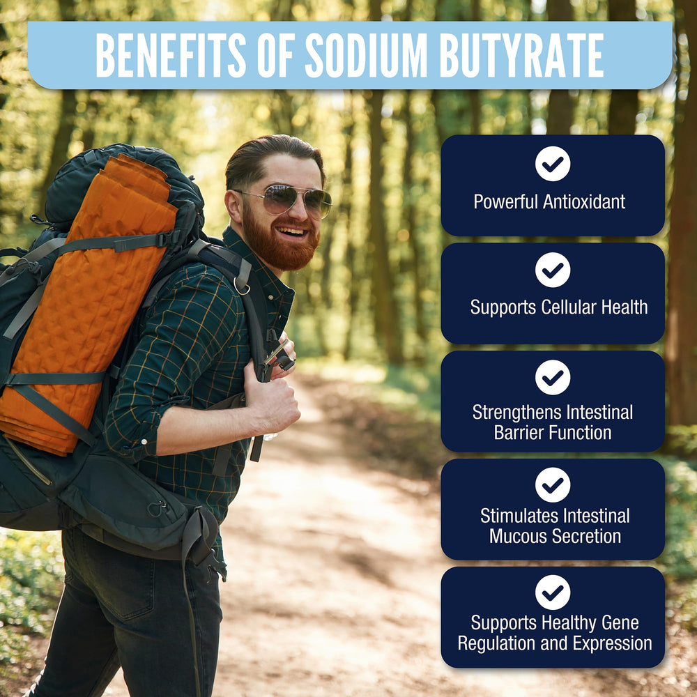 LongJuvity Sodium Butyrate label info focusing on quality and lab testing