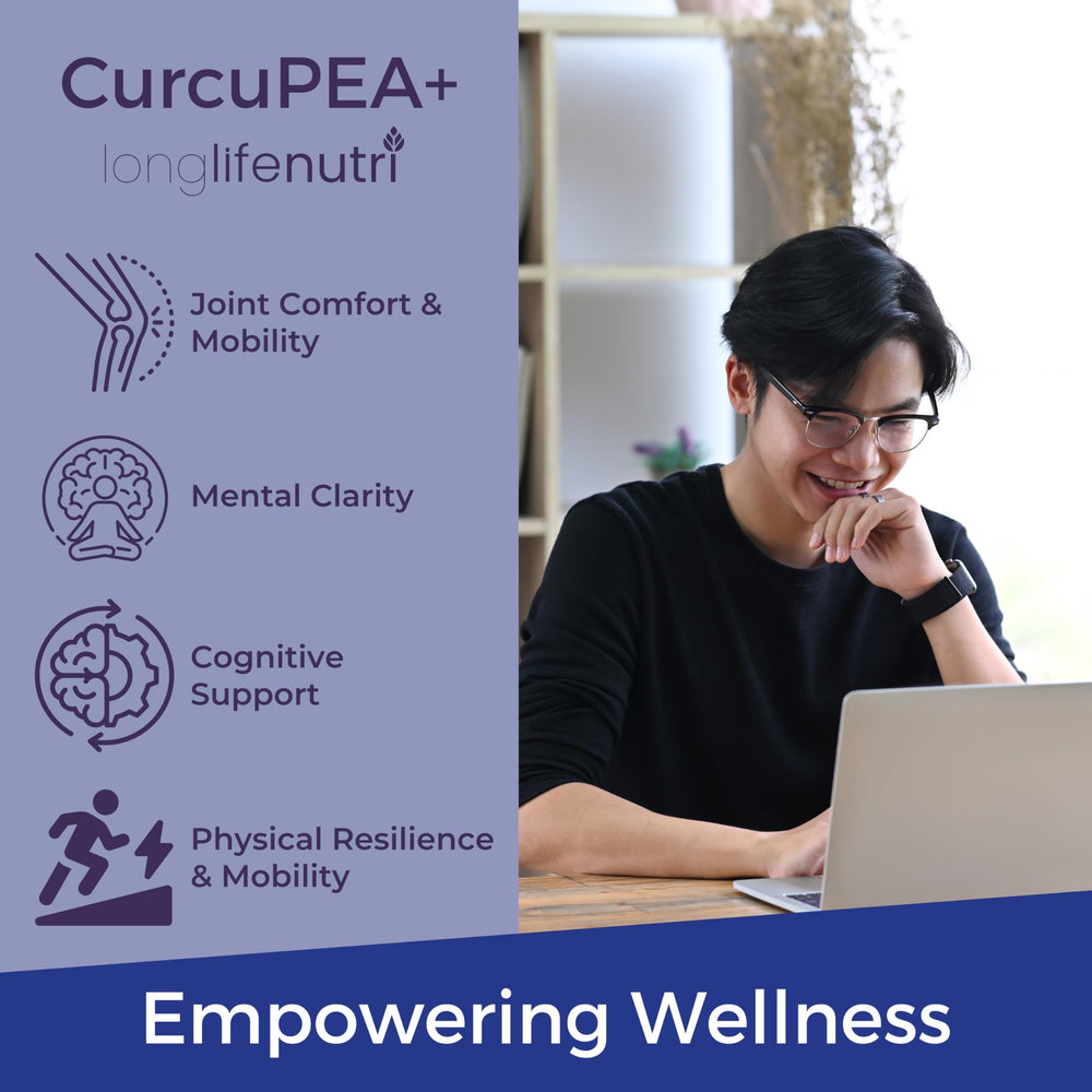 LongLifeNutri CurcuPEA label shows 180 capsules for a three-month supply