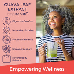 LongLifeNutri Guava Leaf Extract GMP badge, trusted production standards.