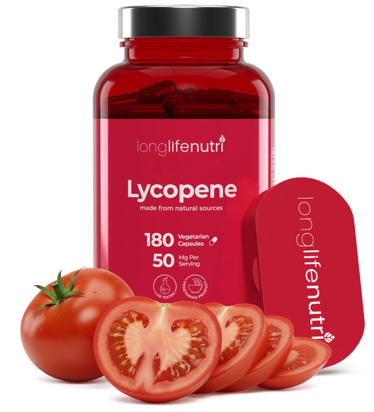 LongLifeNutri Lycopene 50mg bottle front view for daily wellness support