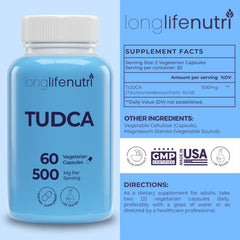 LongLifeNutri TUDCA bottle cap close-up with safety seal