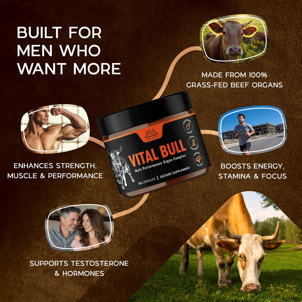 Lonvera Vital Bull beef liver close-up highlights nutrient-rich base.