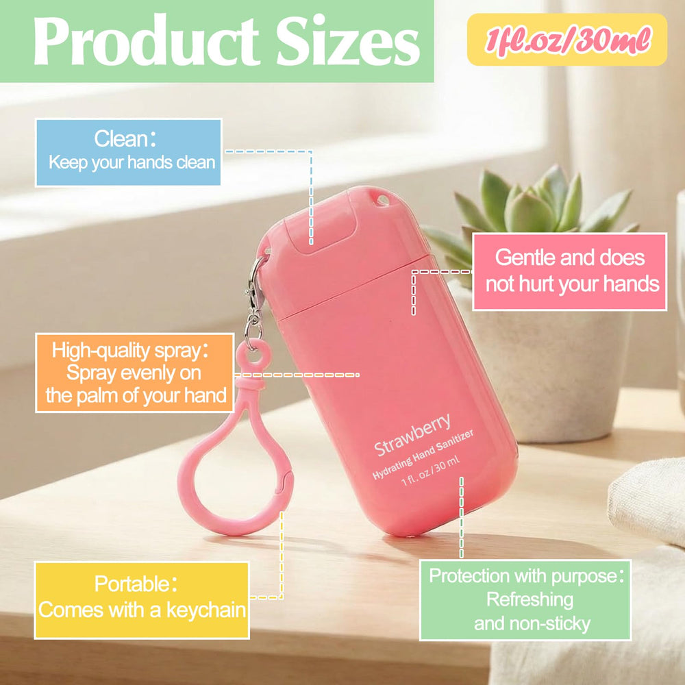 Loopeer rose scent pink mini sanitizer keychain for quick freshening at work