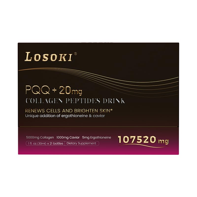 Losoki PQQ collagen peptides drink bottle for convenient daily use
