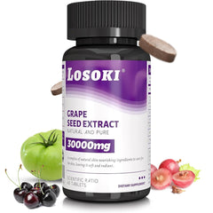 Losoki Skin Nourishing bottle with pour shows easy daily supplementation for healthy-looking skin