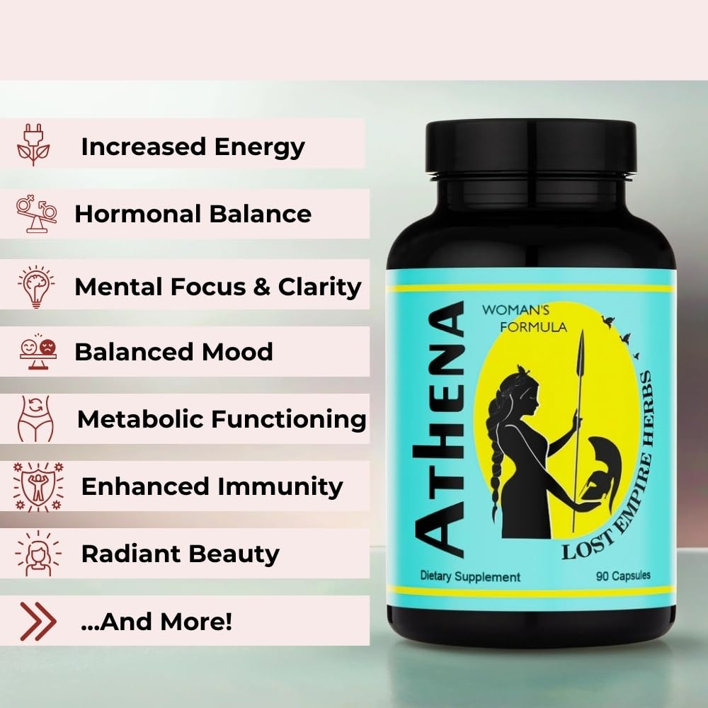Lost Empire Athena ingredients close-up featuring Dong Quai and Shatavari for balance.