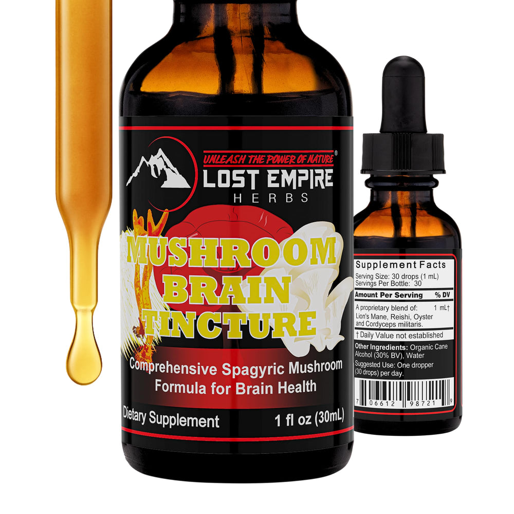Lost Empire Herbs Mushroom Brain bottle pour for daily focus.