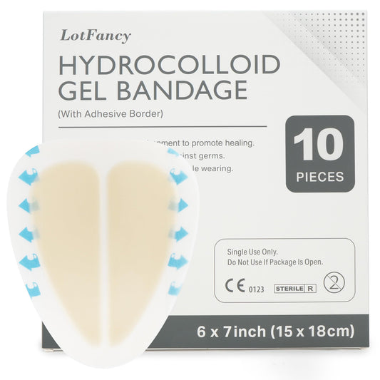 LotFancy sacral hydrocolloid dressing 6x7 pack for clean, ready-to-use wound care