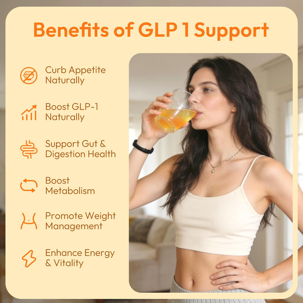 LOTFLY GLP-1 drink mix dissolving in a glass of milk or juice