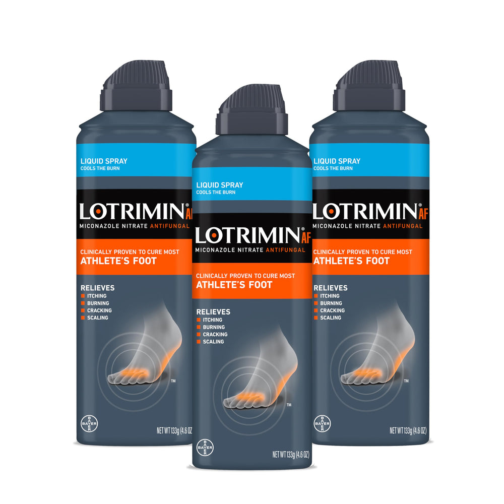 Lotrimin AF liquid spray bottle for fast foot relief and easy application.
