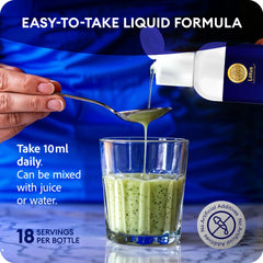 Lotus Laboratories bottle with glass dispense shows easy 10 ml serving.