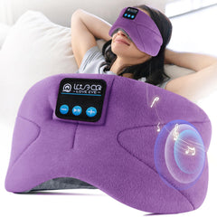 LOVE EYE sleep headphones mask close-up for soft, breathable comfort during travel.