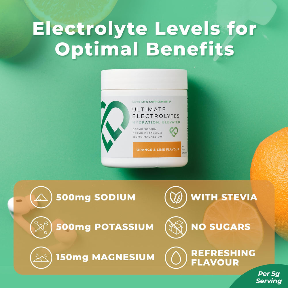 Love Life Electrolytes pink Himalayan salt crystals highlight natural mineral content.