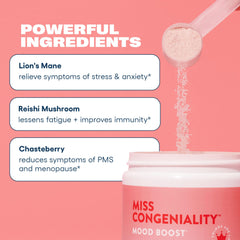 Love Sweat Fitness Mood Boost Powder vanilla dry-scoop on counter highlights portable daily support