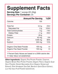 Love Sweat Fitness organic pea-brown rice protein blend bottle emphasizes plant-based nutrition.