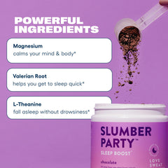 Love Sweat Fitness Sleep Boost glass with milk suggests a smooth bedtime beverage.