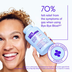 A person takes Love Wellness Bye Bye Bloat capsules after a meal