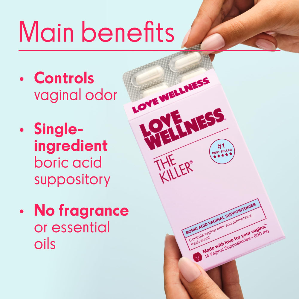 Close up of Love Wellness The Killer suppositories with smooth texture