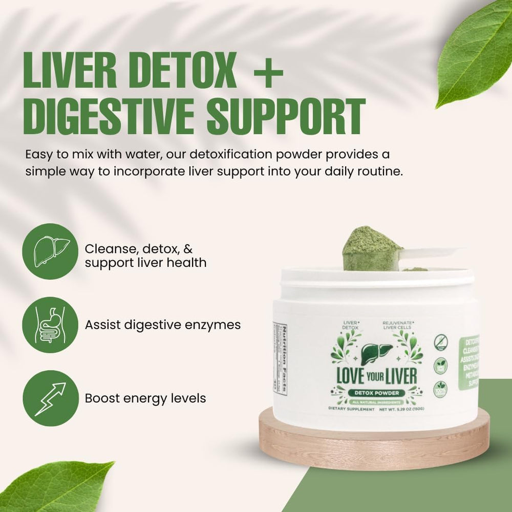 Love Your Liver Detox Cleanse Powder dissolving in water for easy daily use.