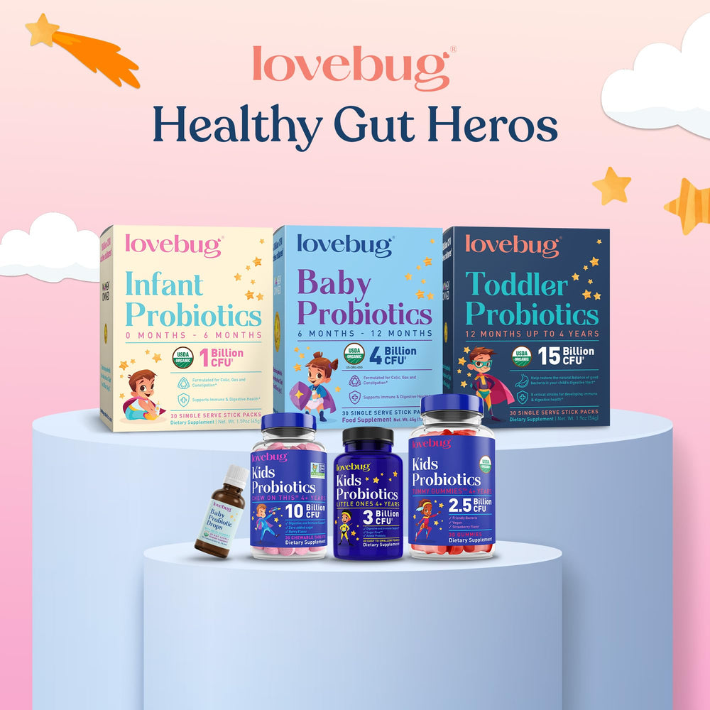 LOVEBUG USDA Organic probiotics offer natural, trusted nutrition for toddlers.