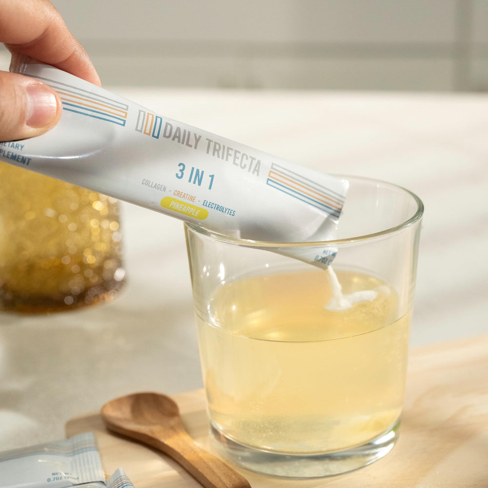 Electrolytes in a glass with Daily Trifecta for balanced hydration and energy