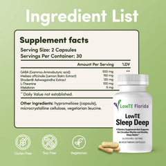 Sleep Deep label details show melatonin 5 mg and key ingredients.
