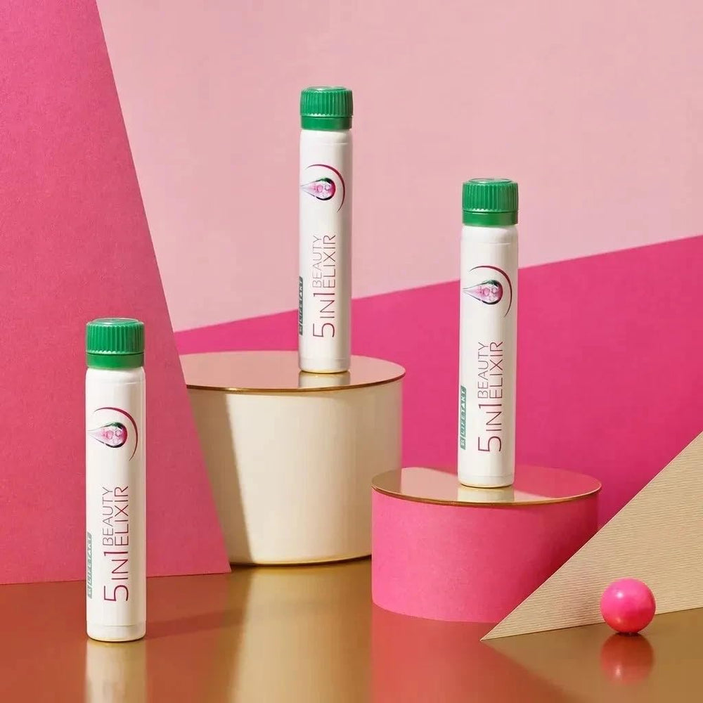 LR Health & Beauty Lifetakt Elixir ingredients with collagen and vitamins for nourishment.