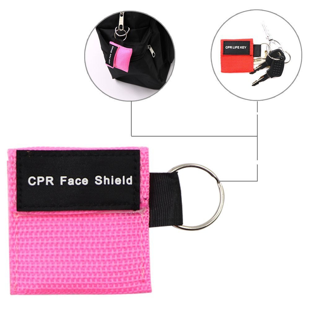 LSIKA-Z blue CPR shield on a keychain ready for car use
