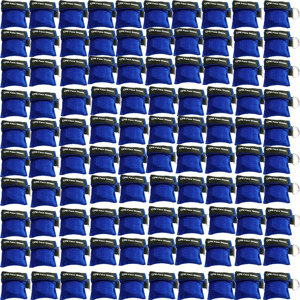 LSIKA-Z CPR face shield blue keychain pack with 100 shields for easy access