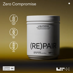 Prepared shaker bottle with LTH Repair L-Glutamine drink
