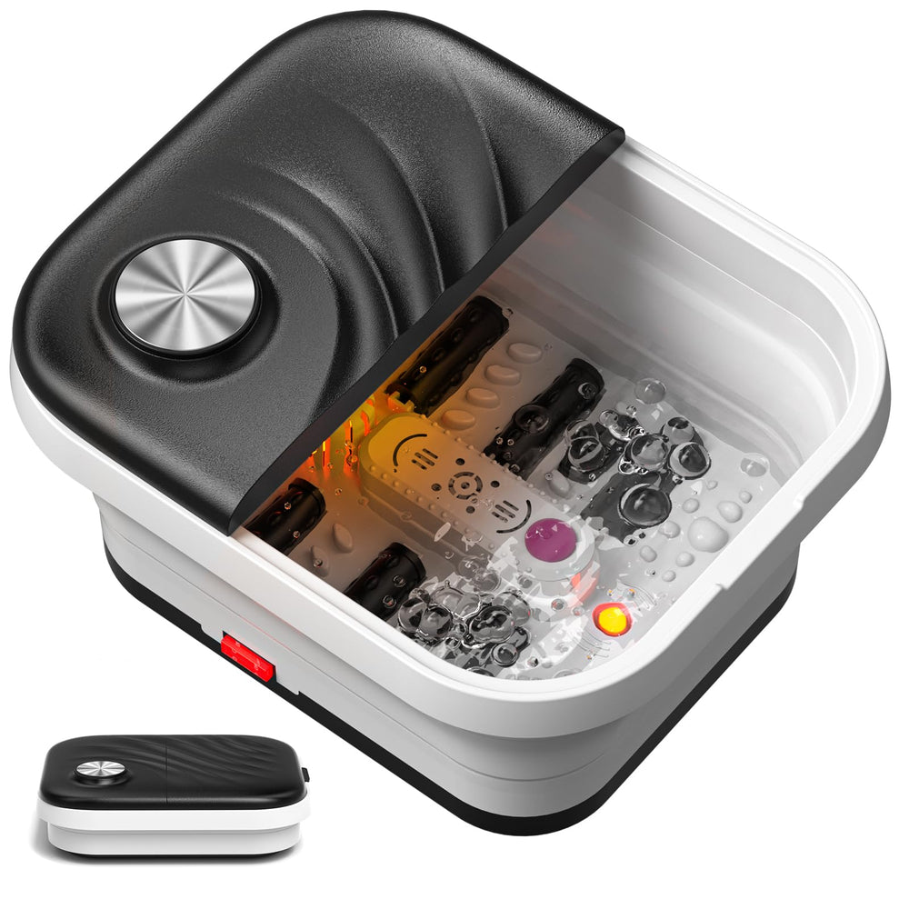 LUBBYGIM collapsible heated foot spa showing compact design for easy storage