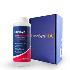 LubriSyn hyaluronic acid bottle for daily joint support and hydration.