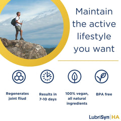 LubriSynHA joint health and mobility visuals emphasize flexibility for active living.